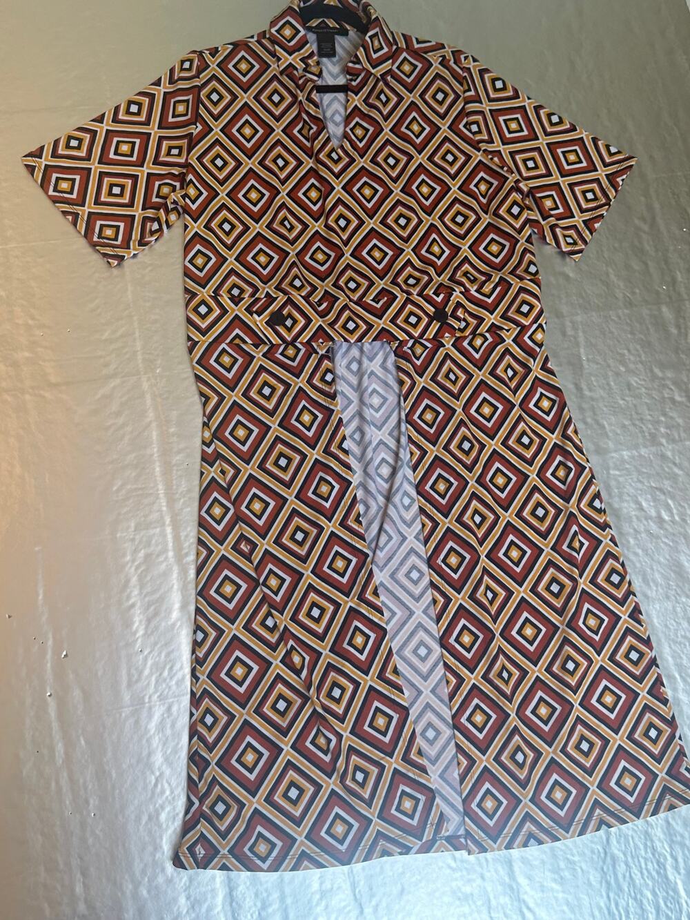 Ashley Stewart 18/20 Plus Geometric Hi-Low Tunic Blouse Multicolor
